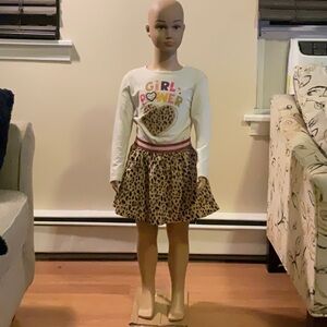 Cotton cheetah print skirt/shorts with pink glitter fuchsia wait band